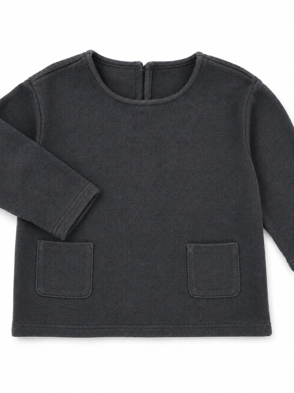 Zara Girls' Charcoal Long-Sleeve Pocket Sweater